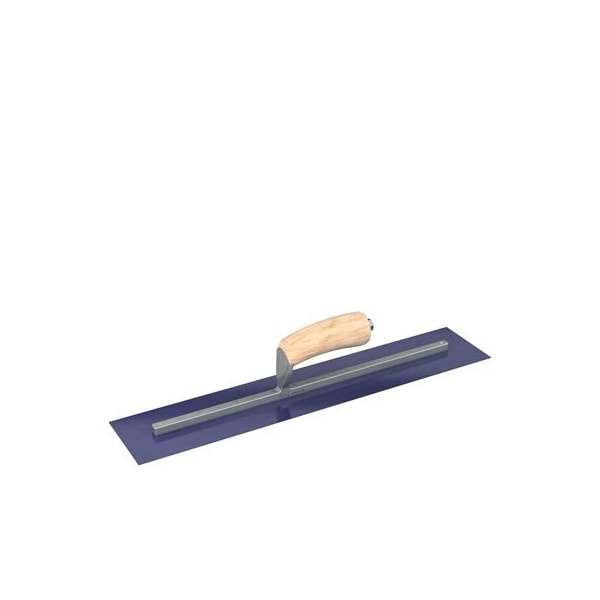 Ultra Flex Blue Steel Finishing Trowel - Sqaure End - 20" x 4" with Camel Back Wood Handle